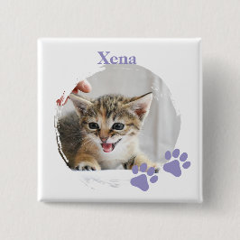 Bóton Quadrado 5.08cm Gato Fofo animal de estimação com nome personaliza