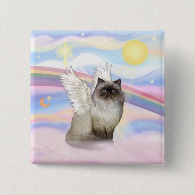 Bóton Quadrado 5.08cm Gato Himalaio Chocolate Point Anjo (Frente)