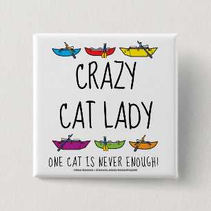 Bóton Quadrado 5.08cm Gato Louco Lady Funny Cataraft