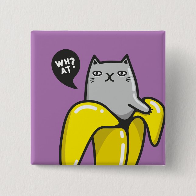 Bóton Quadrado 5.08cm Gato na banana (Frente)