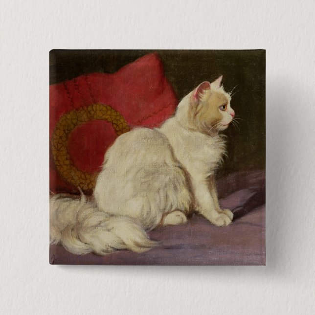 Bóton Quadrado 5.08cm Gato persa branco (Frente)