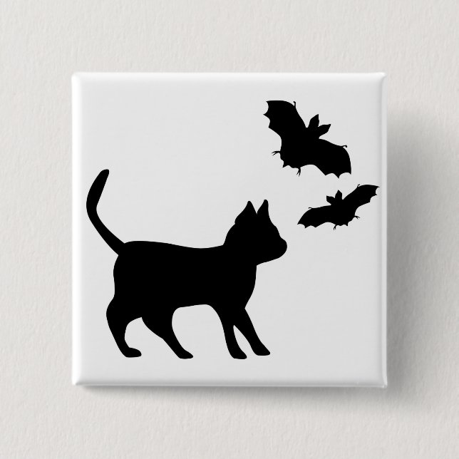 Bóton Quadrado 5.08cm Gato Preto com Bat (Frente)