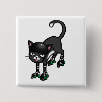 Gato preto e branco em Rollerskates