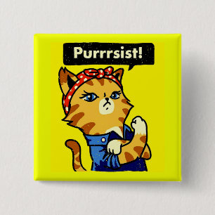 Bóton Quadrado 5.08cm Gato Purrsist de Purrrsist