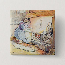 Bóton Quadrado 5.08cm Gato Pussy Senta-Se Ao Fogo