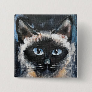 Bóton Quadrado 5.08cm Gato siamês
