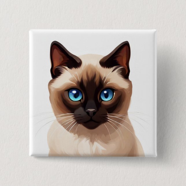 Bóton Quadrado 5.08cm Gato siamês (Frente)
