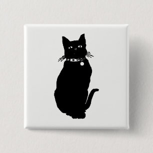 Bóton Quadrado 5.08cm Gato Silhouette