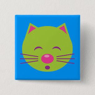 Bóton Quadrado 5.08cm Gato verde sonolento