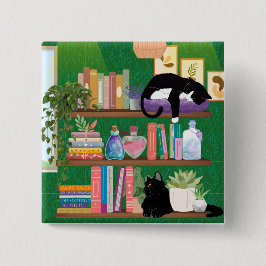 Bóton Quadrado 5.08cm Gatos da livraria