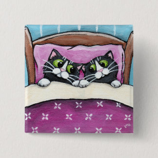 Bóton Quadrado 5.08cm Gatos no botão da cama