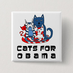 Bóton Quadrado 5.08cm Gatos para Obama
