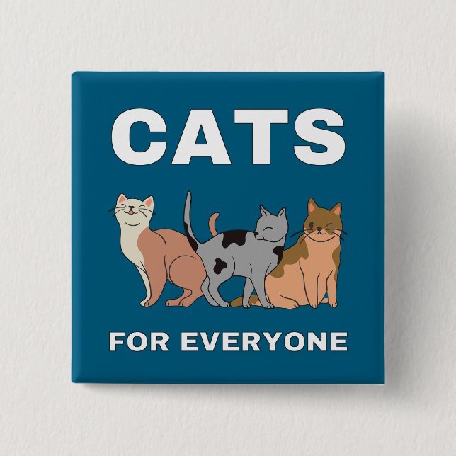 Bóton Quadrado 5.08cm Gatos para todos (Frente)