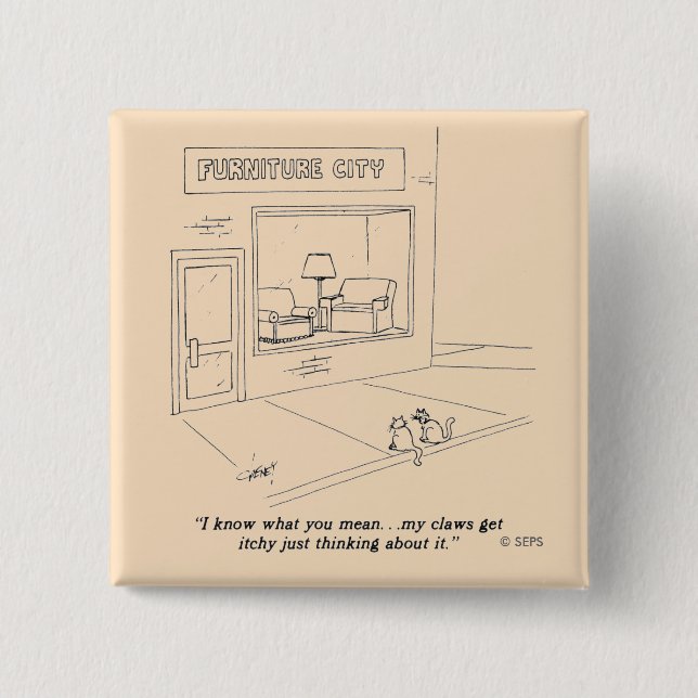 Bóton Quadrado 5.08cm Gatos que agarram a mobília (Frente)