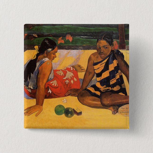Bóton Quadrado 5.08cm Gauguin French Polynesia Tahiti Women Painting (Frente)