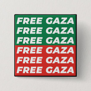 Bóton Quadrado 5.08cm Gaza Livre - Cores da Bandeira da Palestina