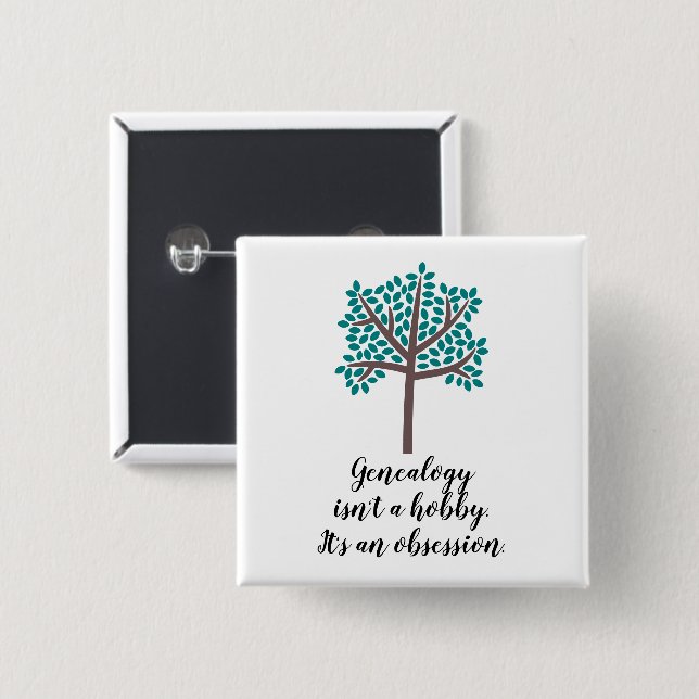 Bóton Quadrado 5.08cm Genealogia não é um passatempo (Frente & Verso)