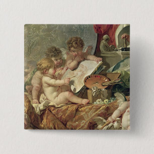 Bóton Quadrado 5.08cm Gênio que ensina as artes, 1761