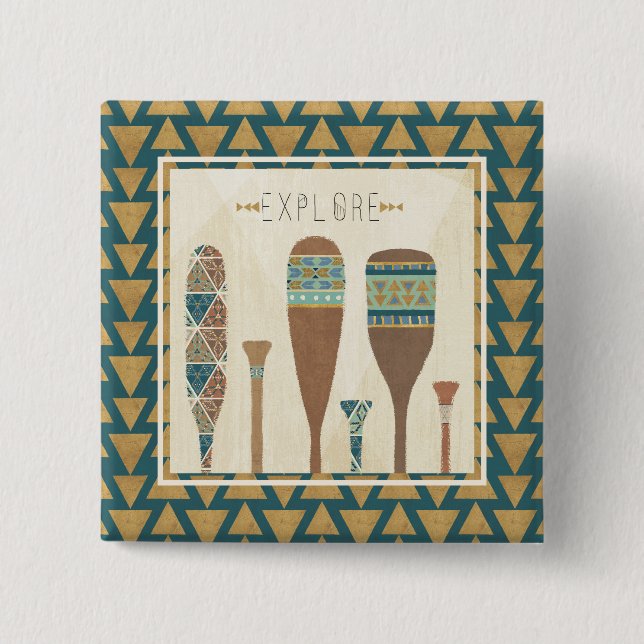 Bóton Quadrado 5.08cm Geo exterior VII | explora (Frente)