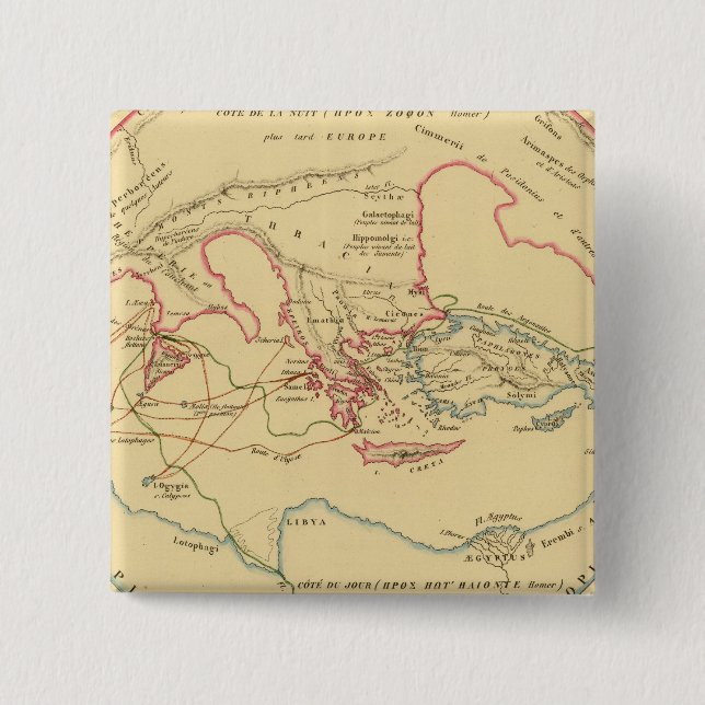 Bóton Quadrado 5.08cm Geographie des Grecs Primitivo (Frente)