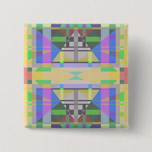Bóton Quadrado 5.08cm Geométrica Azul-Verde Amarelo