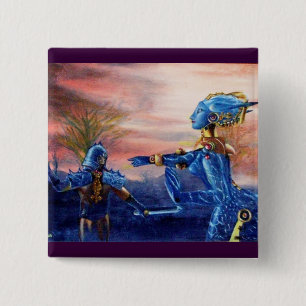 Bóton Quadrado 5.08cm GEORGE DE santos E DRAGÃO DE ALIENÍGENA