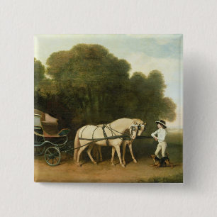 Bóton Quadrado 5.08cm George Stubbs um Phaeton com um par de Pon de