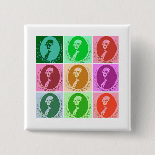 Bóton Quadrado 5.08cm George Washington Abstract