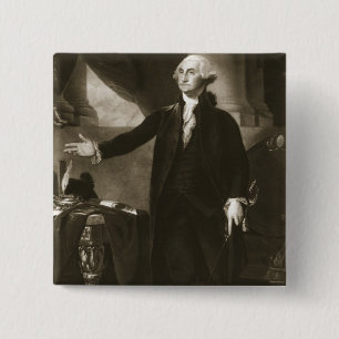 Bóton Quadrado 5.08cm George Washington, ø presidente do Sta unido