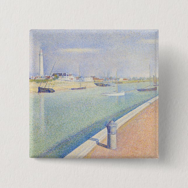 Bóton Quadrado 5.08cm Georges Seurat - O Canal das Gravelinas (Frente)