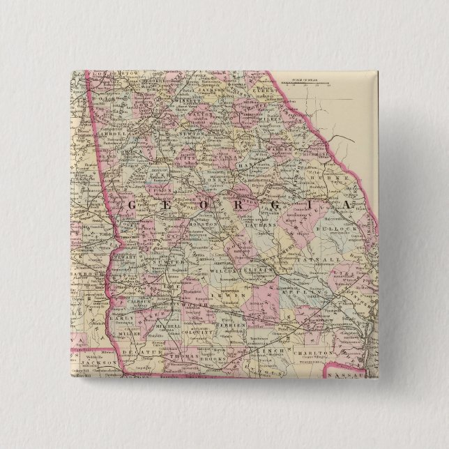 Bóton Quadrado 5.08cm Georgia, Alabama (Frente)