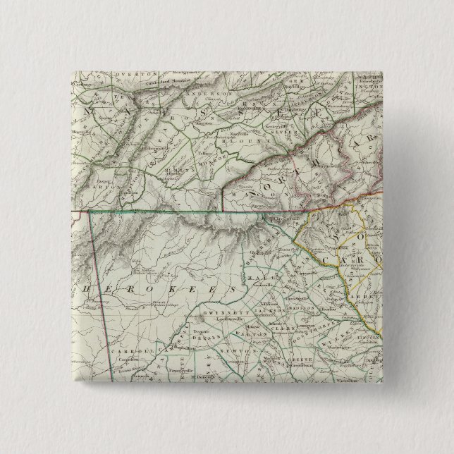 Bóton Quadrado 5.08cm Georgia, pontos de NC, SC, Tenn, Ala, Flórida (Frente)