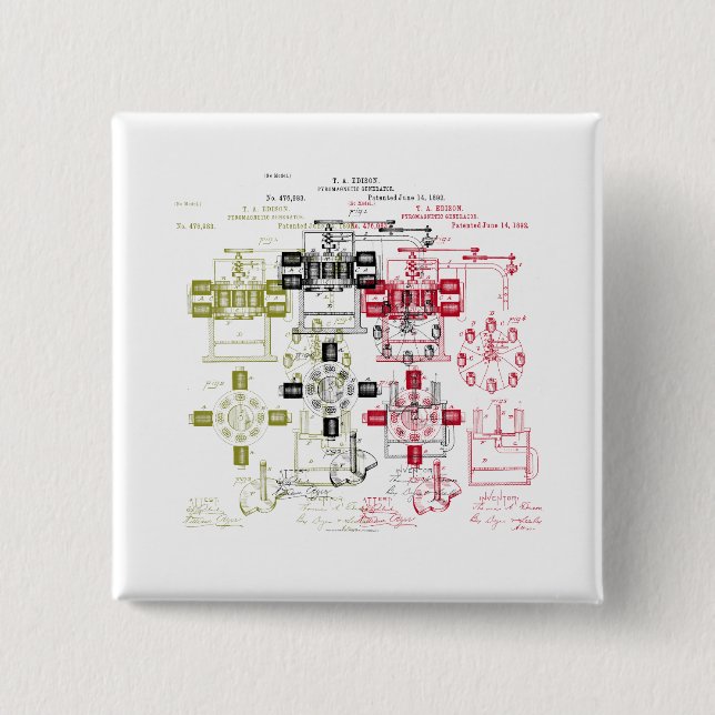 Bóton Quadrado 5.08cm Gerador de Edison (Frente)