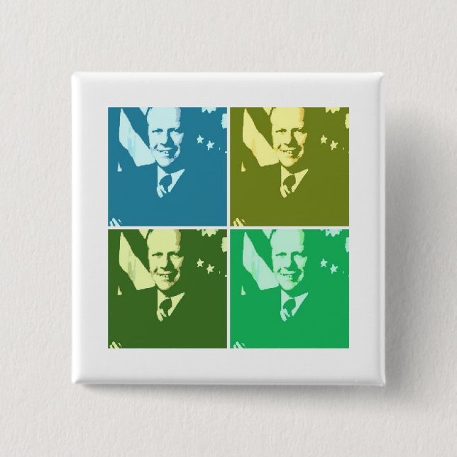 Bóton Quadrado 5.08cm Gerald Ford (Frente)