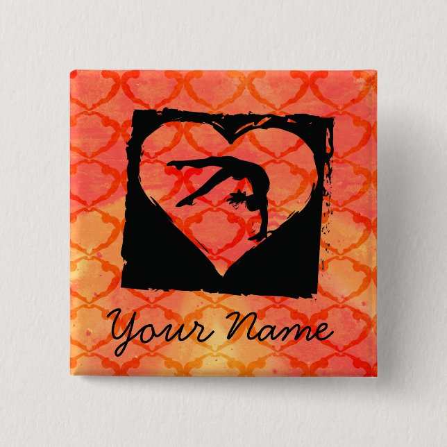 Bóton Quadrado 5.08cm Ginástica feita sob encomenda personalizada da (Frente)