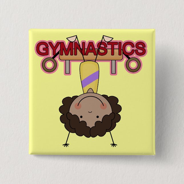 Bóton Quadrado 5.08cm GINÁSTICA - Handstands da menina do afro-americano (Frente)