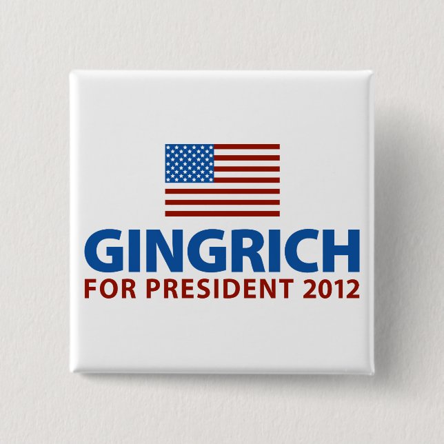 Bóton Quadrado 5.08cm Gingrich para o presidente (Frente)