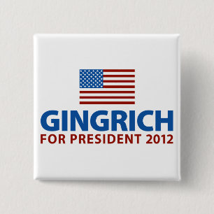 Bóton Quadrado 5.08cm Gingrich para o presidente