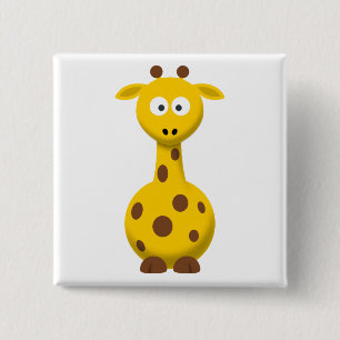 Bóton Quadrado 5.08cm Girafa de desenho animado