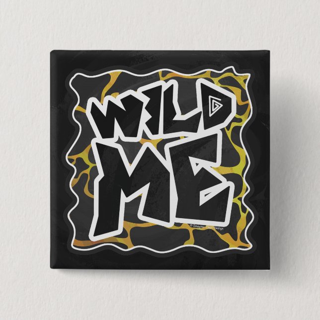 Bóton Quadrado 5.08cm Giraffe Black and Yellow Impressão (Frente)