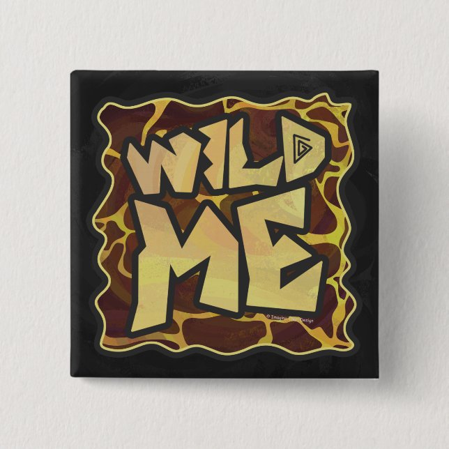 Bóton Quadrado 5.08cm Giraffe Brown e Impressão Amarelo (Frente)