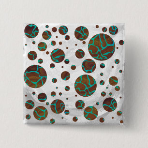 Bóton Quadrado 5.08cm Giraffe Brown e Teal Impressão