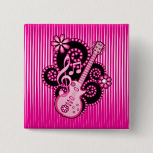 Bóton Quadrado 5.08cm Girlie Guitar