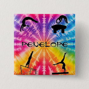 Bóton Quadrado 5.08cm Girls Gymnastics Rainbow Tie-Dye