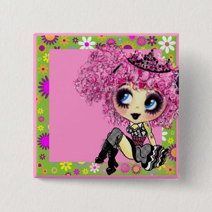 Bóton Quadrado 5.08cm Girly Gifts estilo Harajuku Girl