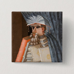 Bóton Quadrado 5.08cm Giuseppe Arcimboldo - O Bibliotecário