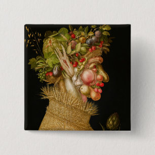 Bóton Quadrado 5.08cm Giuseppe Arcimboldo - Verão