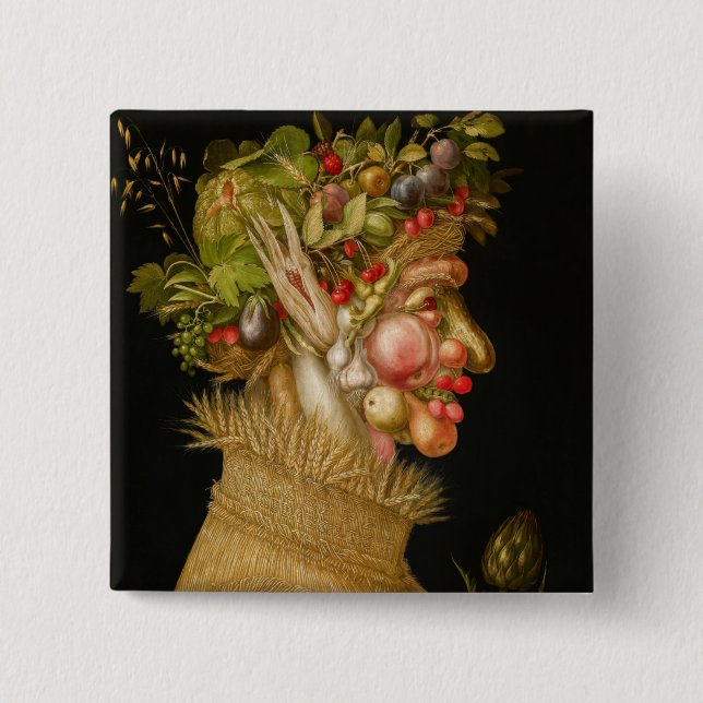 Bóton Quadrado 5.08cm Giuseppe Arcimboldo - Verão (Frente)