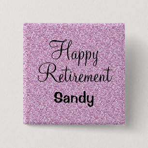 Bóton Quadrado 5.08cm Glam Happy Retirement Purple Glitkle Sparkle