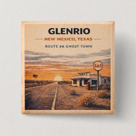Bóton Quadrado 5.08cm Glenrio Route 66 Cidade Fantasma Jaqueta Pin Botão
